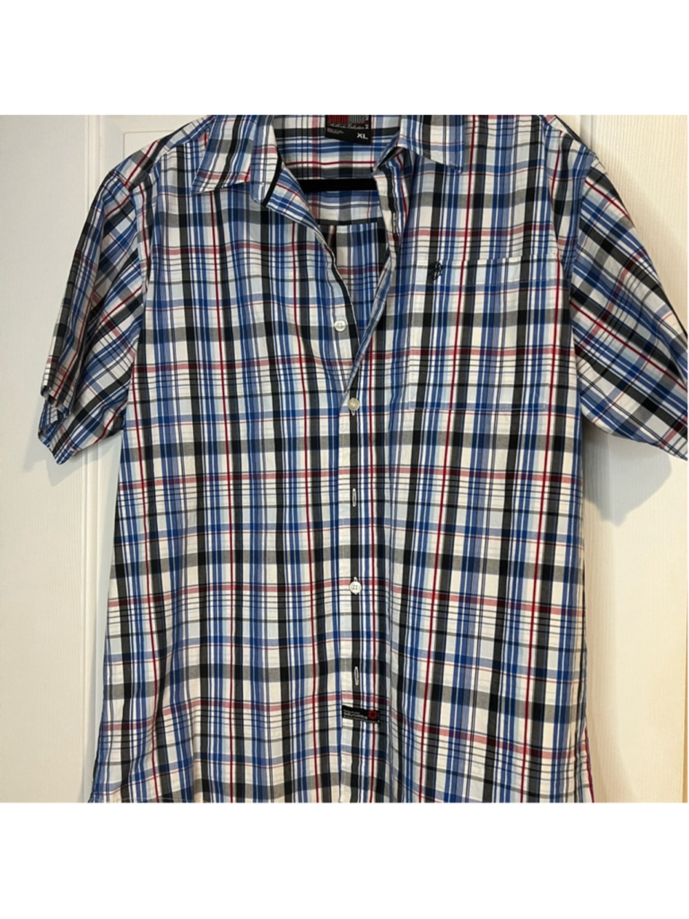 South Pole Hexagon Product Men's Plaid Short Sleeve Shirt